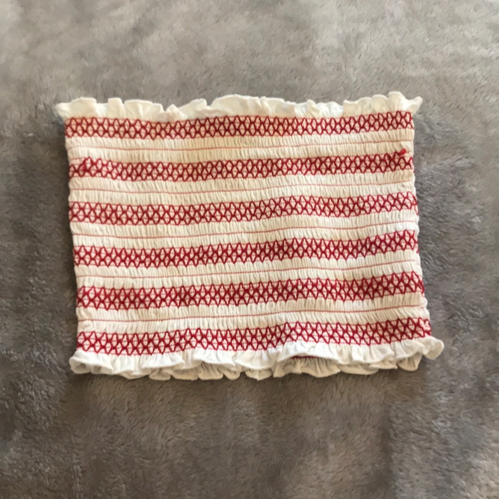 red and white tube top
